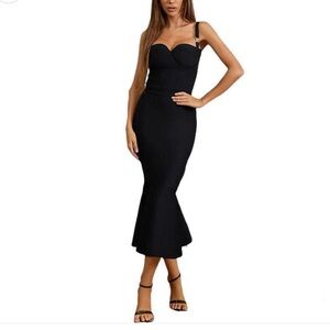 Black mermaid body con dress